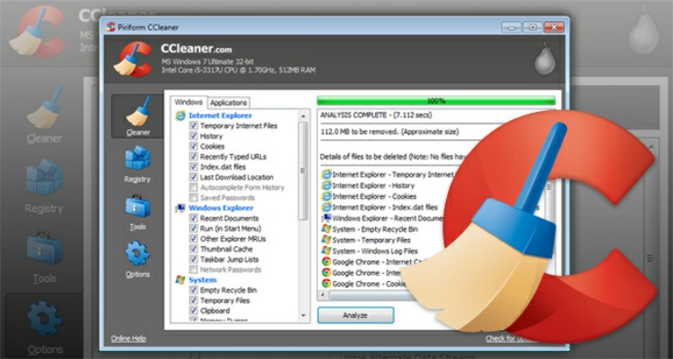 Utilisation de CCleaner