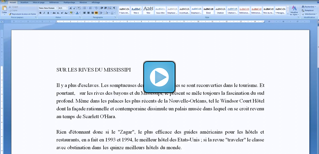 1er utilisation word