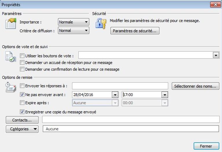 Envoi différé dans Outlook